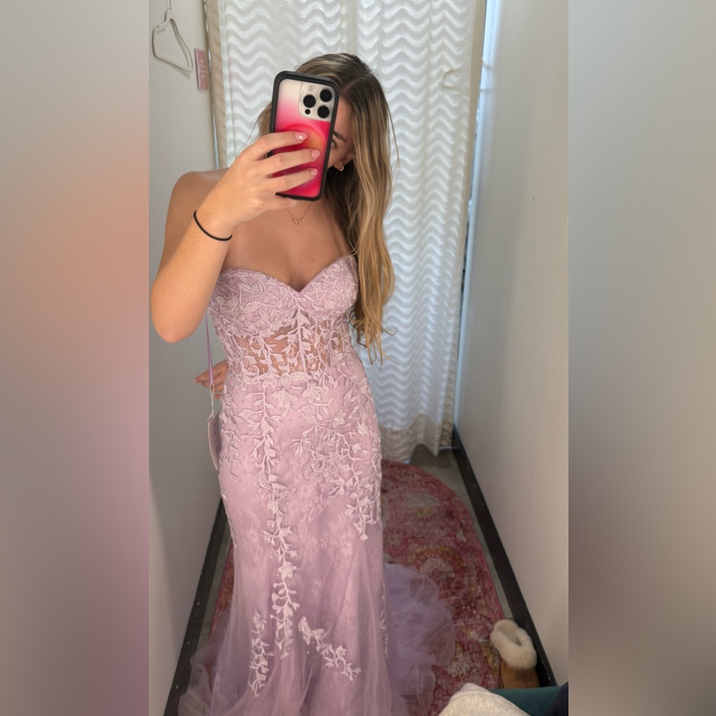 Sherri Hill Strapless Lavender Prom Dress